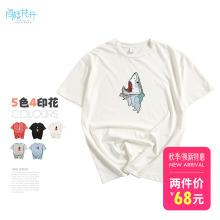 阁楼花开夏季简约T恤女装短袖卡通宽松印花上衣短袖T恤打底衫女图片