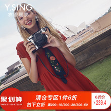 连衣裙高腰短袖中长款衣香丽影2018夏装新款韩版简约休闲纯色薄款图片