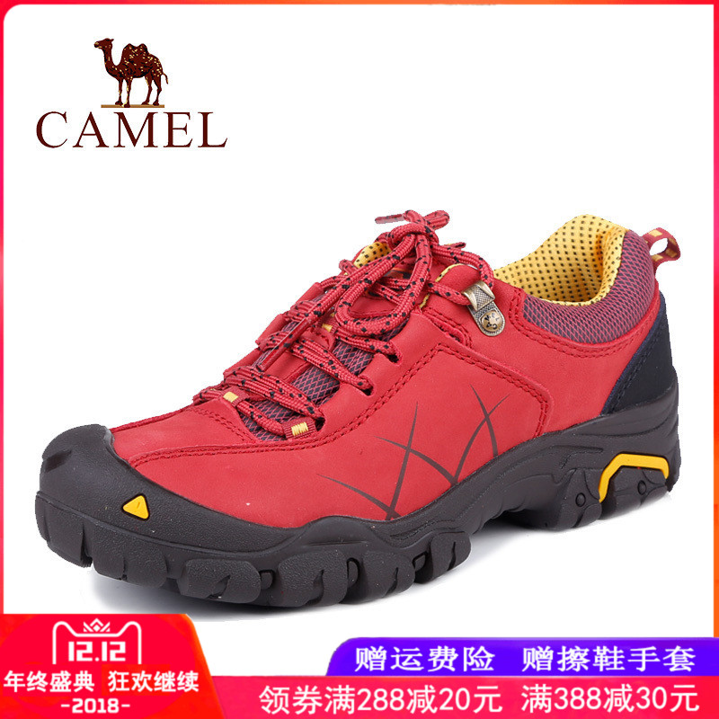 Camel Outdoor Mountaineering Shoes Women's Autumn Shoes Lace up Cowhide Lightweight Hiking Shoes Comfortable Leisure Tourism Shoes