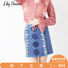 甜美镂空花刺绣半身裙 Brown2018春夏新款 Lily LWFS181038