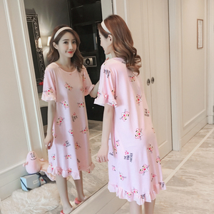 睡裙女夏季薄款韩版清新学生可爱粉红豹睡衣莫代尔棉可外穿家居服