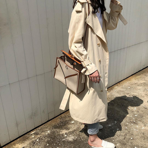 FandZ敲好驾驭！自留款排扣休闲好质感长款风衣外套大衣女