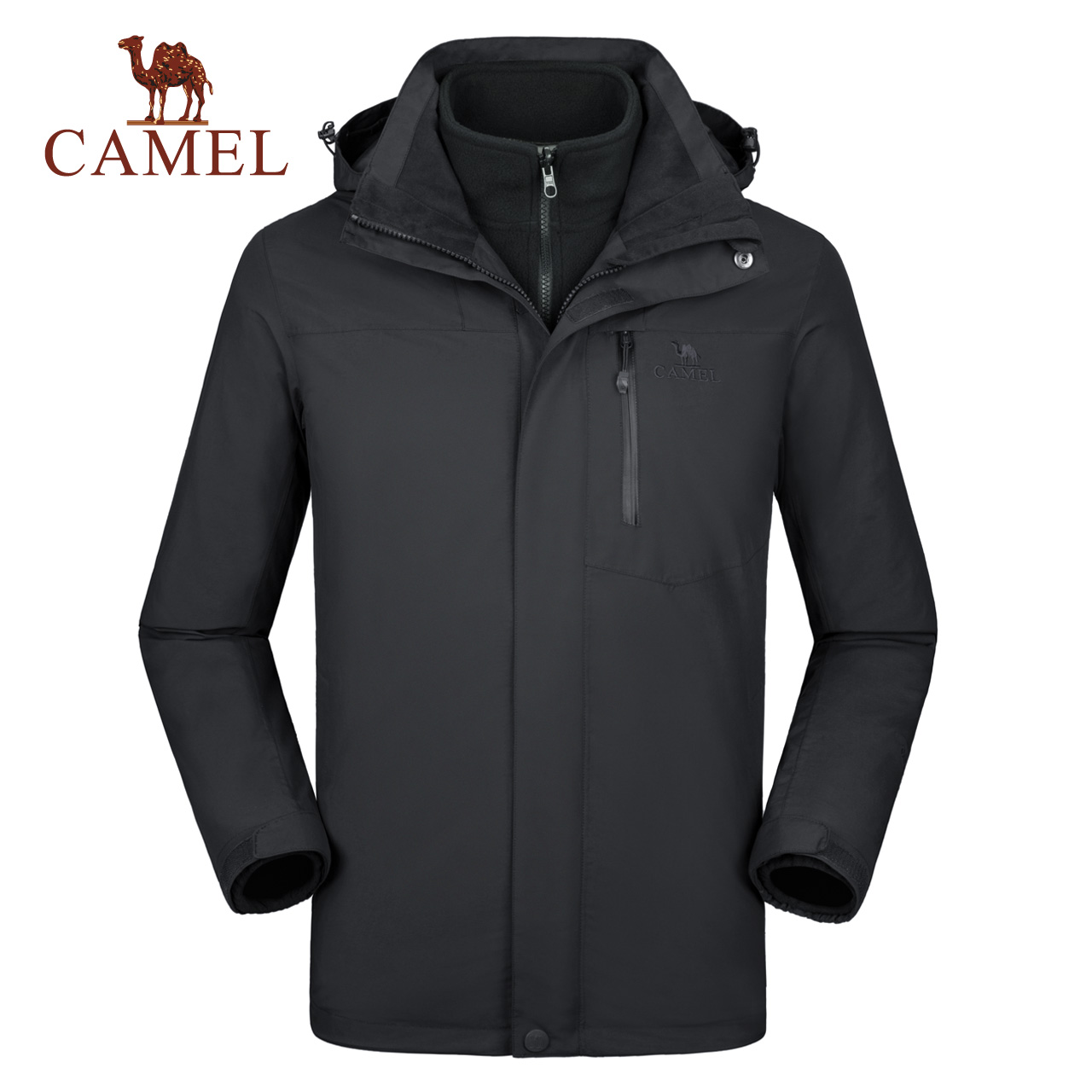 Camel Outdoor Charge Coat for Men and Women 2019 New Leisure Waterproof, Warm, and Fashion Couple Three in One Charge Coat