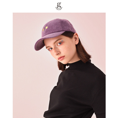 shesgirl茜子 早秋新品刺绣植绒卡通人脸日韩棒球帽子女