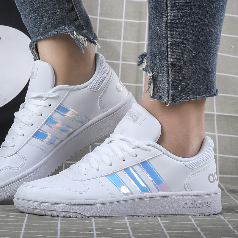 Adidas Women's Shoes 2019 Autumn/Winter New Sports Shoes Casual Shoes White Low Top Laser Board Shoes EH3412