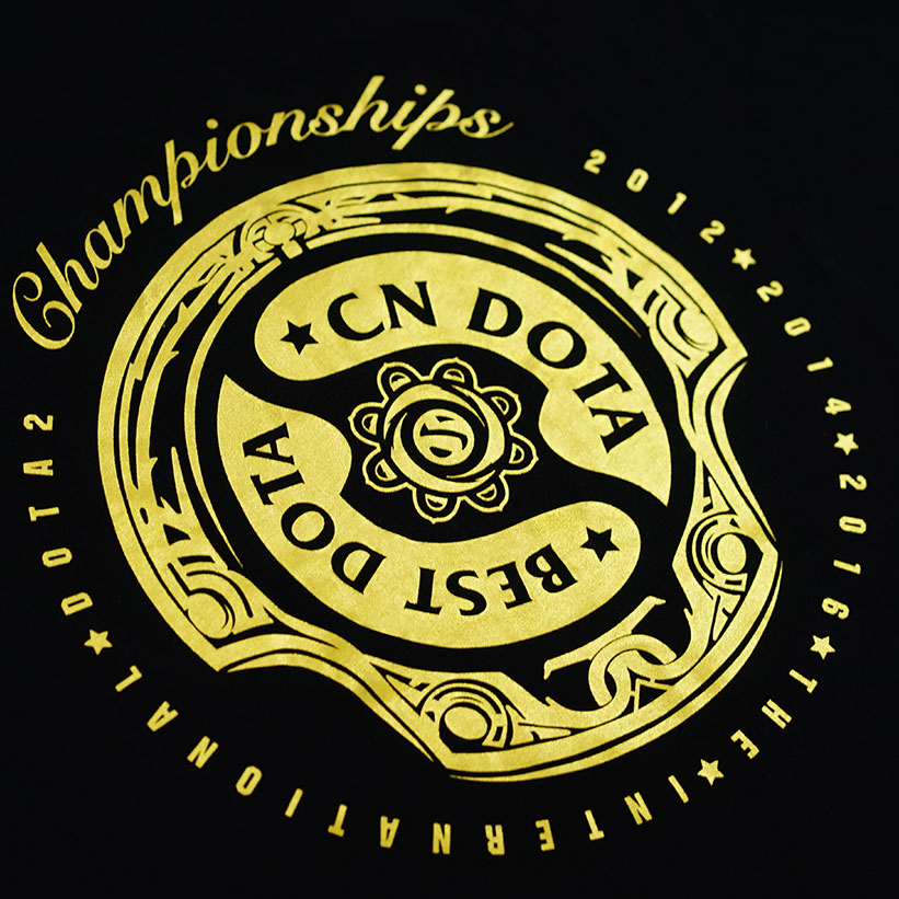 YYF原创 TI冠军盾烫金圆领T恤 夏季T恤DOTA2