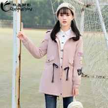 2017新款韩版加厚棉服少女装秋冬季宽松中长款初高中学生棉服棉袄图片