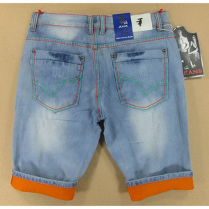 牛仔中裤七分裤男4色水洗彩色卷脚纯棉sw包邮*S17/258B-9