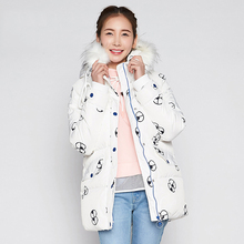 艾格ES冬装可爱卡通印花连帽羽绒服女M077图片