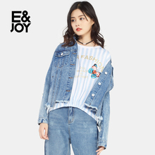 艾格E＆Joy秋装甜美绣花牛仔外套女M085图片