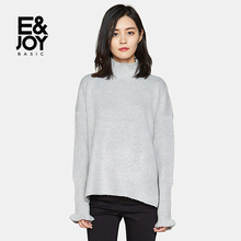 艾格E＆joy 时尚休闲简约高领开叉套头针织衫女M148图片