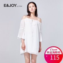 艾格 E＆joy 夏款一子领钩花雪纺连衣裙S423图片