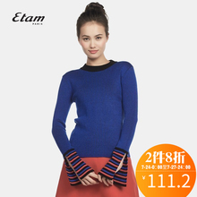 艾格 Etam   新品时尚纯色潮流休闲长袖喇叭袖针织衫   K168图片