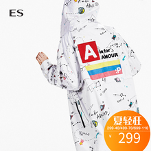 Etam艾格ES2018女款时尚百搭外套印花潮流修身休闲中长款风衣S943图片