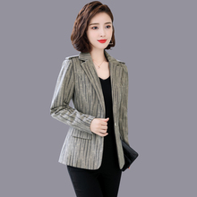 短外套女装2019秋季新款韩版条纹显瘦西服女长袖春秋上衣小西装潮