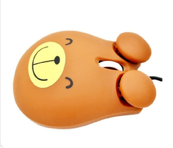 包邮2017可爱女生版笔记本有线鼠标卡通型轻松熊小熊鼠标送鼠标垫