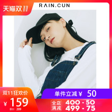 然与纯2018秋装新牛仔背带裤女宽松直筒休闲九分裤学生显瘦工装裤图片