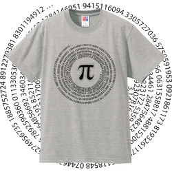 理工男科普数学常数Pi圆周率100位数字纯棉染印短袖T恤半袖包邮