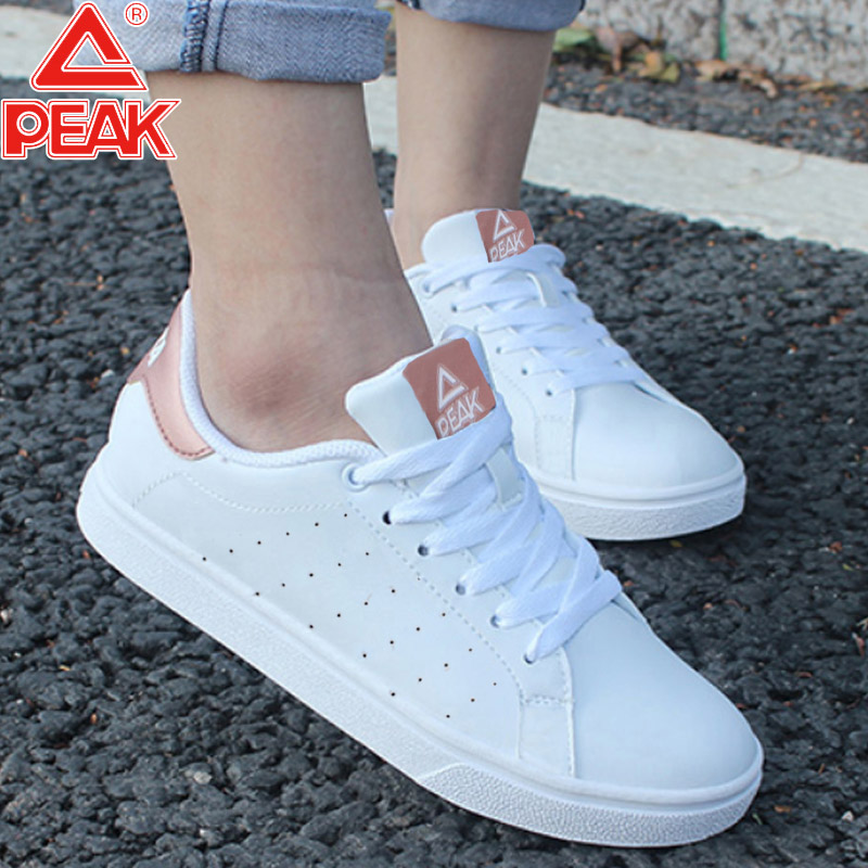 PEAK leather upper board shoes women's fashion versatile white shoes women's shoes breathable sports casual shoes women's anti-skid skateboard shoes