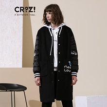 CRZ潮牌女装2018春专柜新品中长款个性口袋女羽绒外套CDK4R458图片