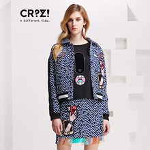 CRZ潮牌女装2018专柜春新品欧美时尚拉链个性女外套CDJ4F250图片