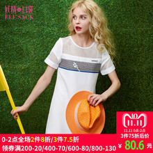 妖精的口袋夏装女学生条纹显瘦短袖印花连衣裙女短裙图片