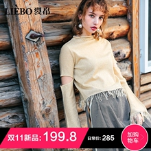 裂帛2018秋冬新款一字领毛边装饰袖开叉甜美可人浪漫风毛衣女图片