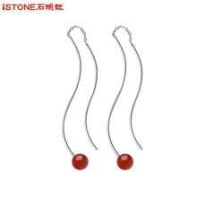 石头记魅力放送 iSTONE 气质韩国 红玛瑙耳坠耳环耳饰女 简约百搭