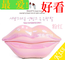 包邮 舌头电话机办公家用商务有绳座机电话机 红色嘴唇造型电话机