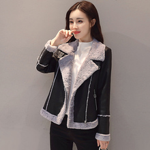 加厚皮衣女中长款2018秋冬装新款女装韩版修身机车pu皮衣加绒外套图片