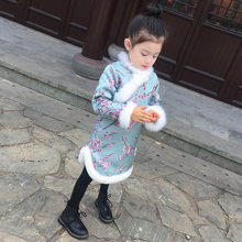 中国风唐装 宝宝加绒拜年服连衣裙 女童旗袍冬儿童加厚公主裙新年款