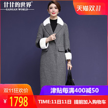 【全羊毛 水貂毛】甘甘的世界2018秋冬新款宽松中长款双面呢大衣图片