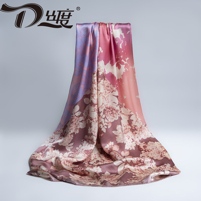 丝度芳华女春秋高档时尚中国风桑蚕丝丝巾大方巾百搭真丝披肩