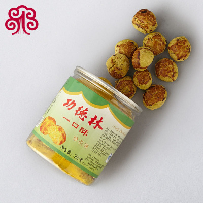 功德林素食一口酥绿茶味300g罐装糕点抹茶饼干上海特产点心食品