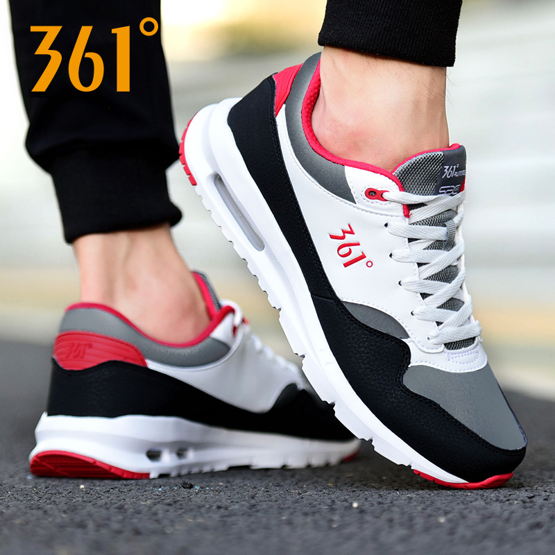 361 Men's Shoes Air Cushion Sports Shoes Men's Autumn and Winter Leather Breathable Running Shoes 361 Degree Shock Absorption Casual Shoes Running Shoe Trend