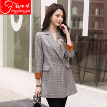 格子小西装女2018秋季新款女装韩版英伦风春秋装休闲复古外套西服图片