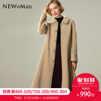 2018秋冬新款海宁皮草女外套女水貂领中长款羊剪绒复合皮毛一体