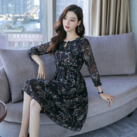真丝连衣裙2018新品气质碎花ins超火的裙子女夏显瘦桑蚕丝中长款