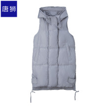 唐狮旗舰店2018冬装新款棉马夹女时尚净色连帽长款棉马甲外套图片