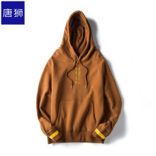 唐狮旗舰店2018冬装新款卫衣女加绒宽松撞色拼接绣字连帽上衣图片