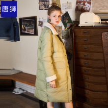 唐狮旗舰店2018冬装新款棉衣女长款学生韩版羊羔毛拼接棉袄图片