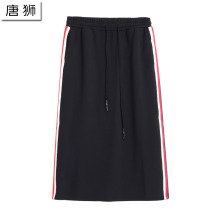唐狮2018秋装新款女半身裙长款高腰韩版运动侧边条半身长裙包臀裙图片