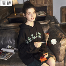 唐狮2018秋装新款薄卫衣女长袖韩版宽松卫衣女连帽超火学院卫衣女图片
