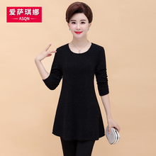 中老年女装打底衫大码T恤衣服2018新款上衣妈妈春秋装长袖连衣裙图片