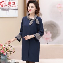 妈妈秋装连衣裙40-50岁中年女韩版宽松上衣中老年女装喇叭袖衣服图片