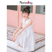 娜娜日记2018夏装新款女装韩版白色无袖短裙宽松显瘦雪纺连衣裙嫤图片