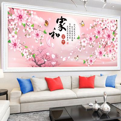 十字绣2018新款钻石画满钻家和万事兴富贵樱花风景结婚情侣砖石秀