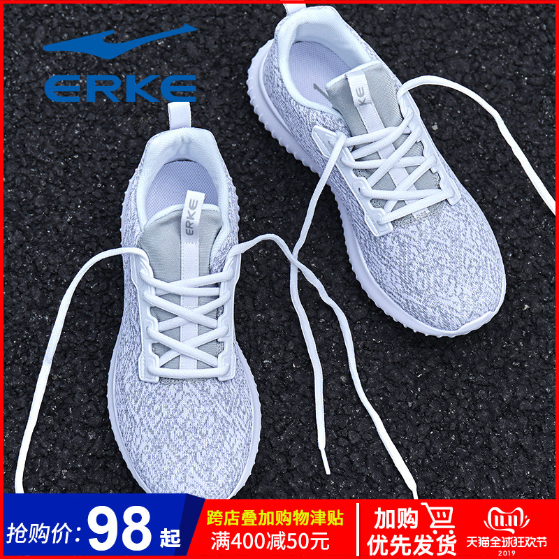 ERKE Men's Shoes 2019 Autumn Leather New Breathable Running Shoes Women's Winter Warm Keeping Casual Sports Shoes Men