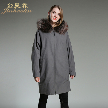 金昊霖尼克服女獭兔毛内胆派克大衣女中长款皮草外套大码女装新款商品大图