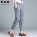 棉麻裤女夏宽松亚麻裤子2018新款女裤萝卜裤薄款休闲九分裤哈伦裤